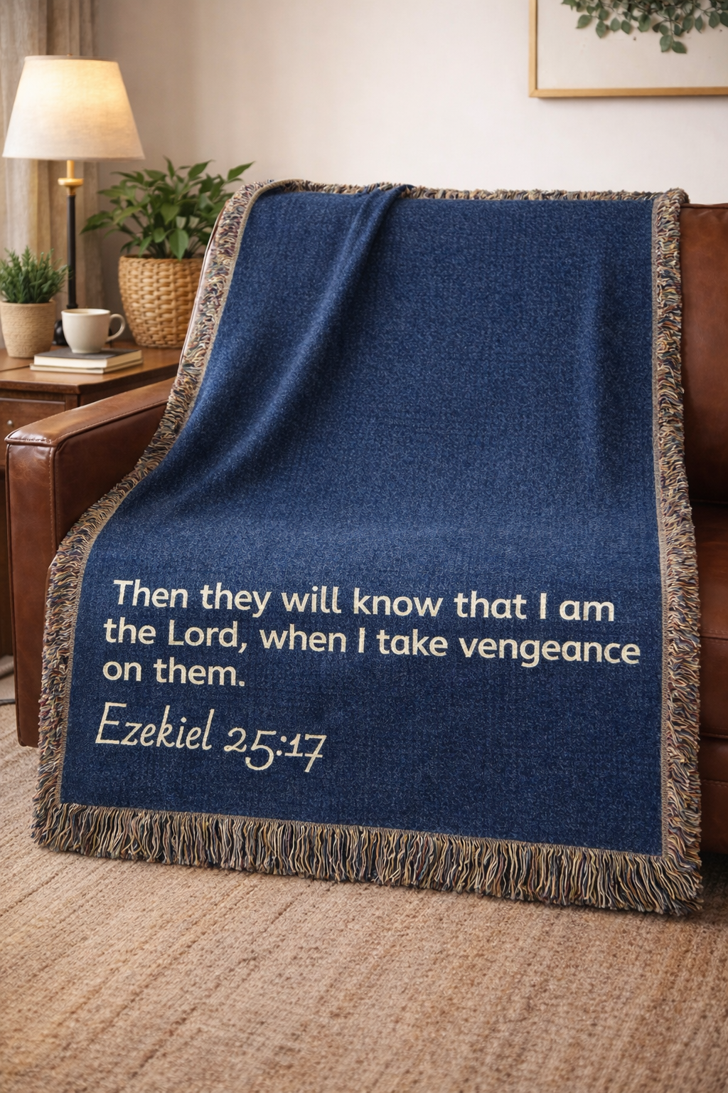 "Vengeance" Woven Blanket- Blue